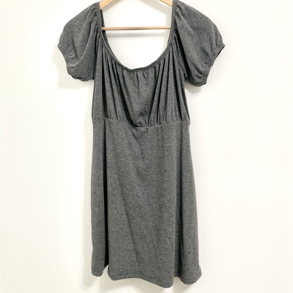 Lulus Ribbed Off Shoulder Puff Sleeve Skater Dress XL - FITS LIKE M/L